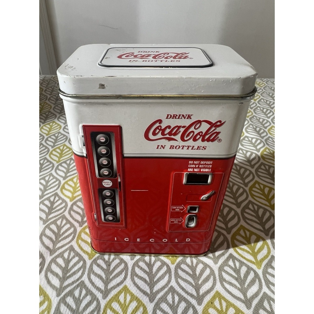 Vintage Coca-Cola Tin -  Red White Soda Vending Machine Collectible Storage